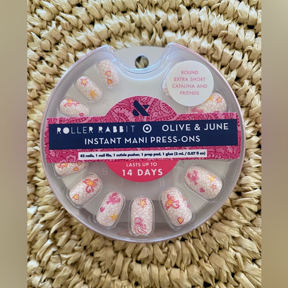 Roller Rabbit Instant Mani Press-Ons - Pink & White